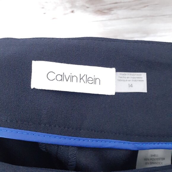 Calvin Klein Womens Dress Pants Sz 14 High Rise Navy 308A - Picture 4 of 6